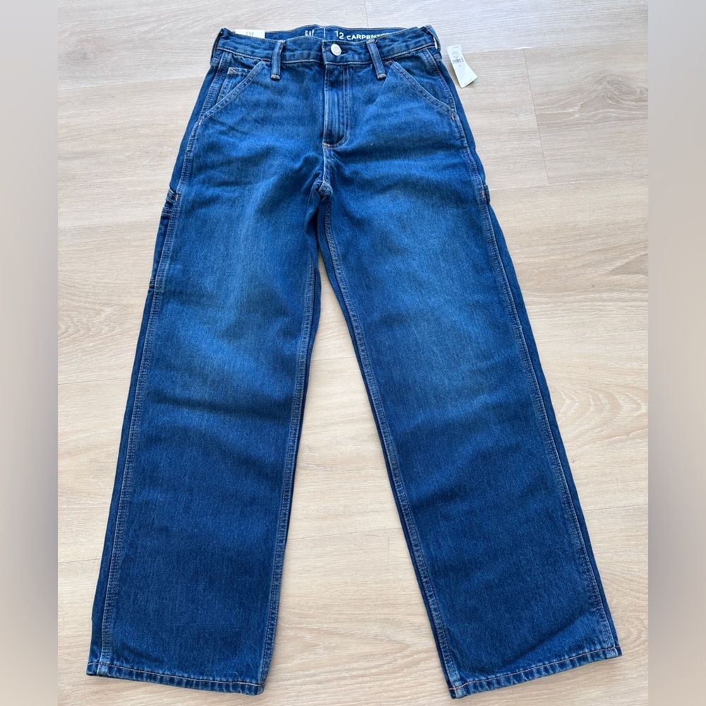 GAP Boys Teen Carpenter Jeans, Medium Wash, Size 12, NWT